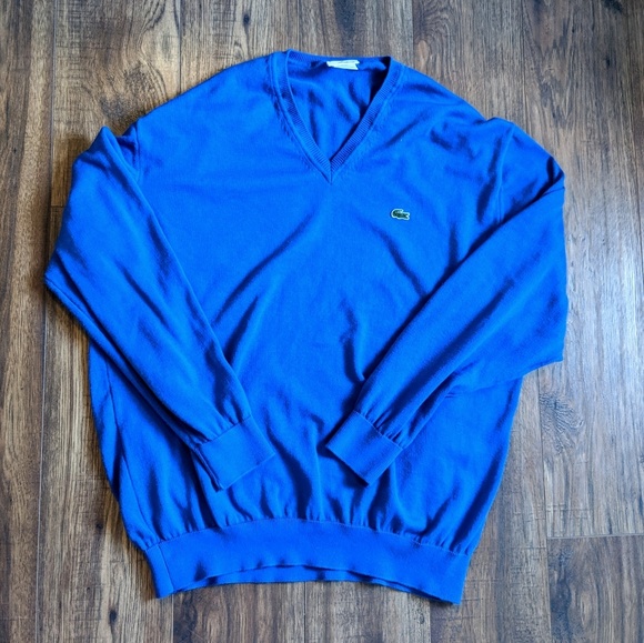 Lacoste V Neck Sweater Blue - Picture 3 of 4
